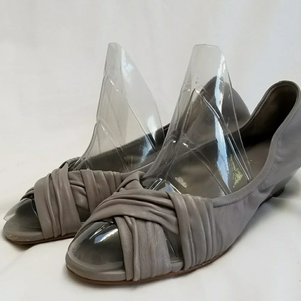 Cole Haan Nike Air Wedge Peep Toe Leather Shoes